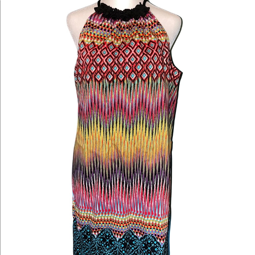 London Times Multicolored Halter Dress, 10